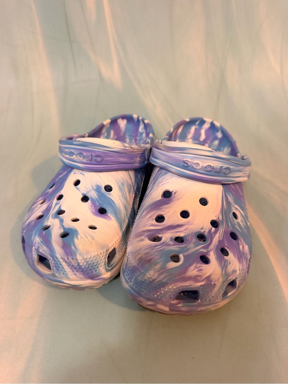 Crocs Women’s Classic Marbled Clogs - Purple, Blue, & White